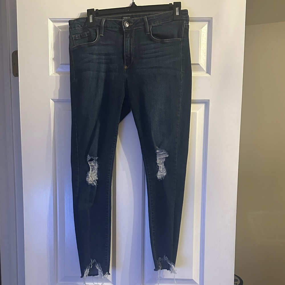 Just Black Dark Blue Distressed Skinny Jeans